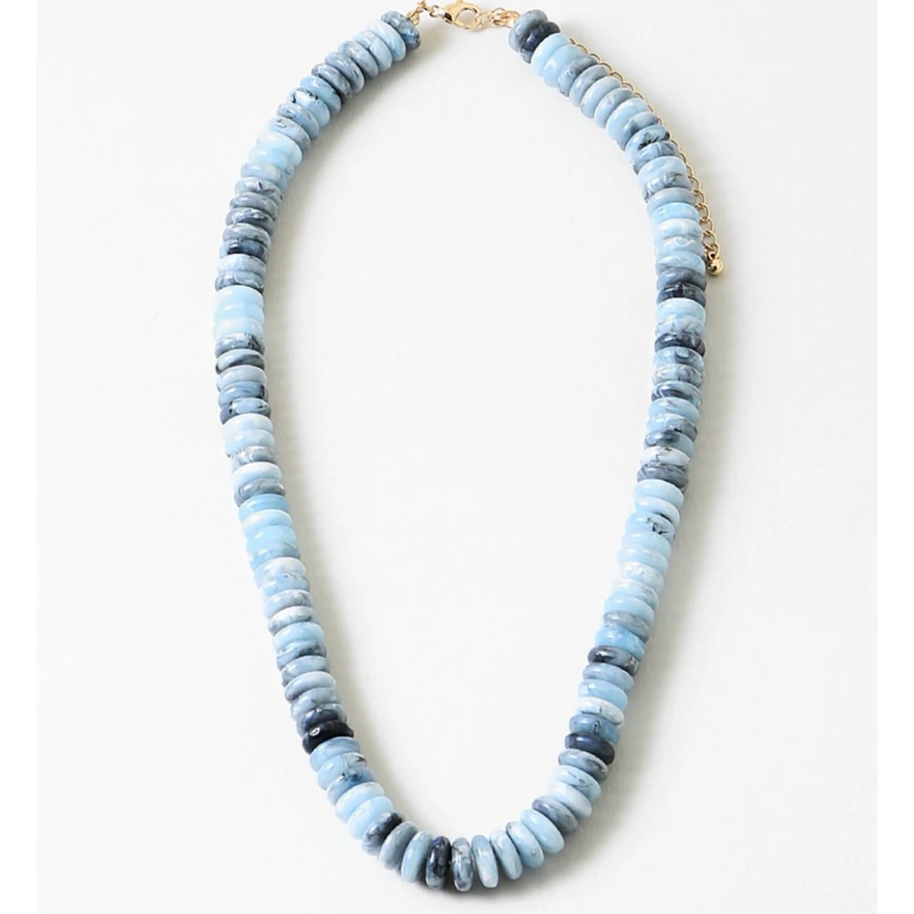 Chic Blue Resin Beaded Necklace